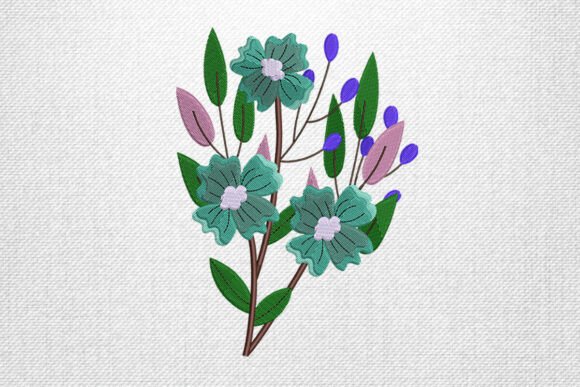Blue Floral Branch: A Business-Ready Embroidery Design